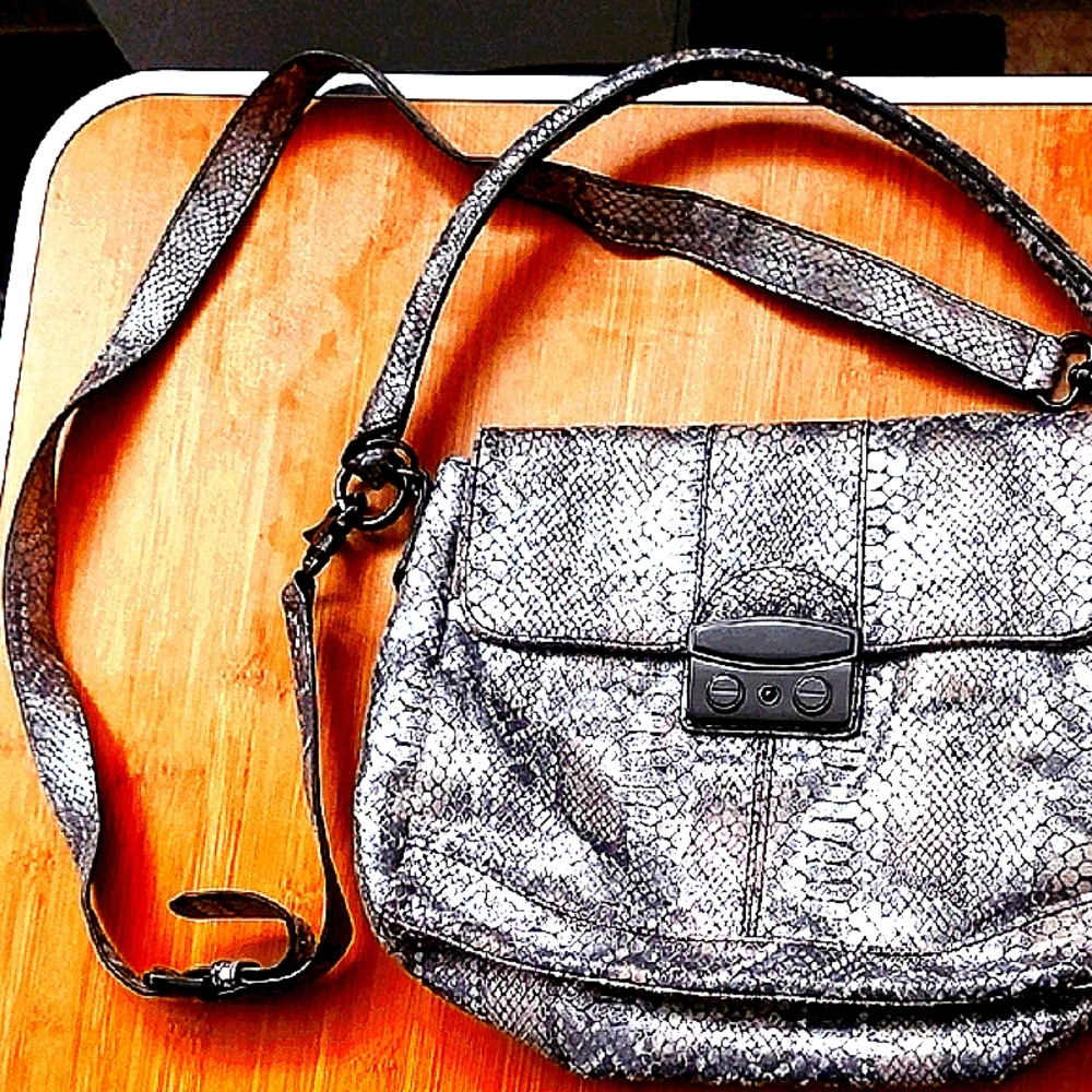 Nine West Elegant Silver Snakeskin Shoulder Bag
